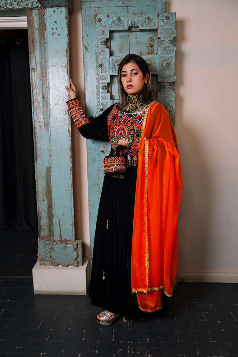 Shilla dress - black/orange